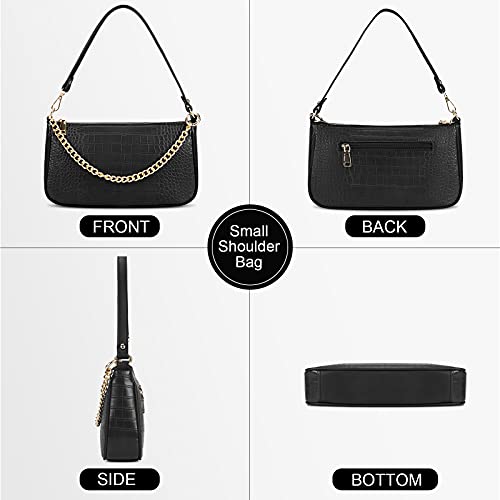 Pequeño Bolsos Bandolera Mujer Bolsos de Hombro Cadena Cuero PU Mensajero Crossbody Bag Bolsos Embrague Trabajo Moda Diario Vida Negro