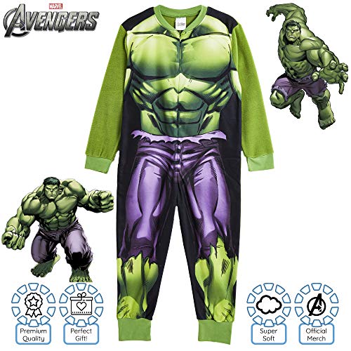 Pijama de una pieza para niños de Marvel con personajes de Hulk y los Vengadores, todo en uno, regalo para niños Hulk 4-5 Años