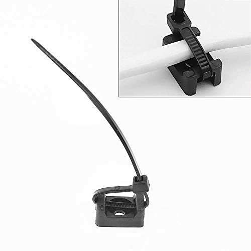 PLCatis - Bridas para Cable Plástico 100 Piezas Soporte para Bridas Autoadhesivas de Nailon Negro Bridas para Organizar Cables con Tornillos y 100 Abrazaderas