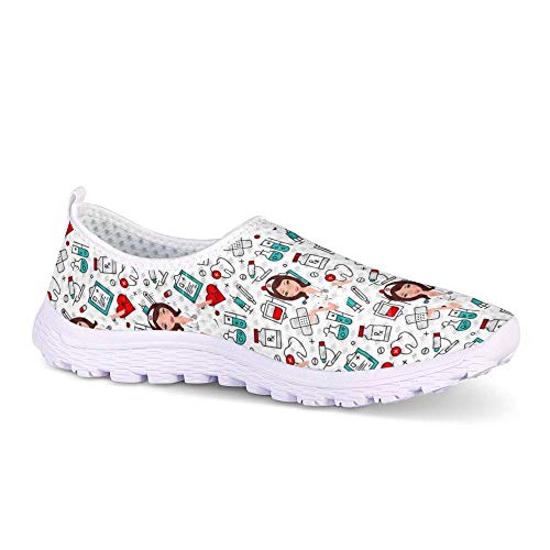 POLERO Nurse Zapatillas Zapatos Deportivos de Enfermera para Mujer Zapatos sin Cordones Zapatos de Trabajo Ligeros y cómodos para Caminar para Mujeres Talla 38