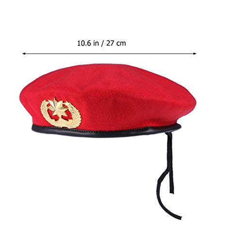 PRETYZOOM Hombres de Boina para Sombreros Gorra para Hombre Guarnición Boinas Militares Boina Francesa Baile Cuadrado Rojo Estrella de Ocho Puntas Gorra de Lana Sombrero de Boina Sombrero