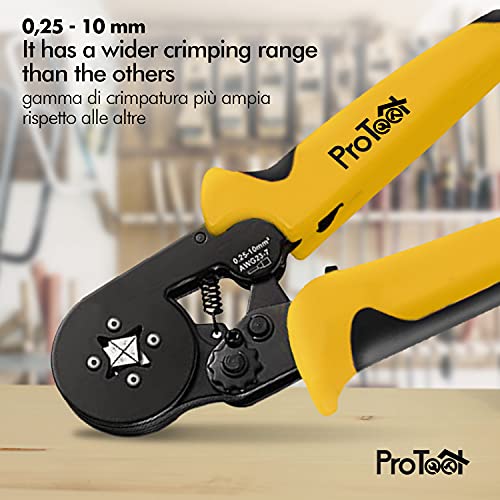 ProTool - Crimpadora para crimpar terminales de cables, terminales aislados de 0,25-10 mm²