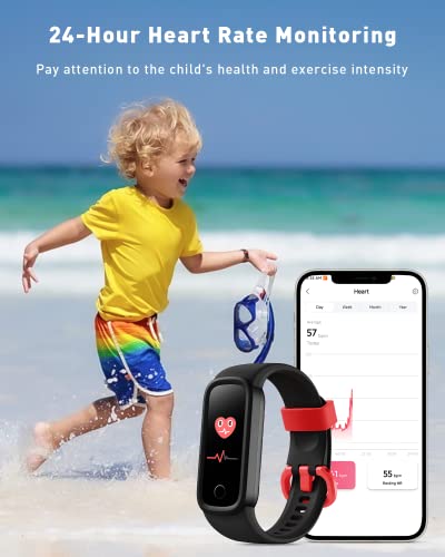 Pulsera Actividad Inteligente Niños Niñas Reloj Inteligente con Cuenta Familiar, IP68 Impermeable Smartwatch con Pulsómetros Monitor de Sueño, Pulsera Deportivo Podómetro Contador Caloría