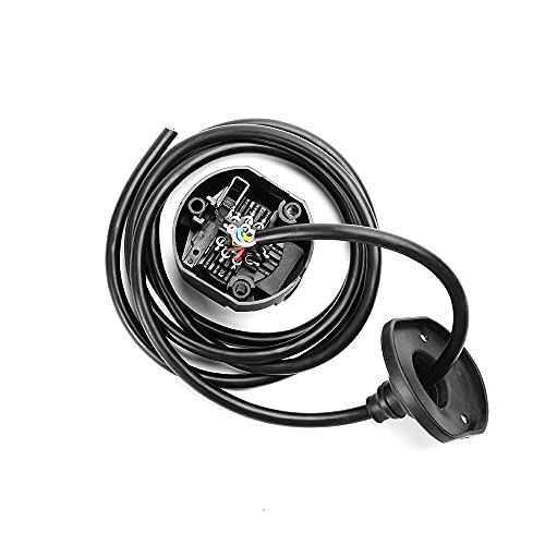 Qiping Adaptador Enchufe Remolque 13 Pines con Cable 2 Meter Precableado -12V/24V Universal - 13 Polos Cobre Niquelado Pin - 8 Hebras Alambre - Negro