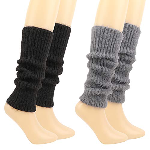 QKURT 2 Pares Invierno Calentadores, Legwarmers Calentadores de piernas de lana