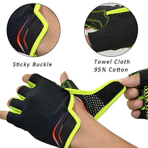 REETEE Guantes de Bicicleta Medio Dedo Guantes para Hombres Mujeres Antideslizante Transpirable Guantes de Ciclismo Guantes Deportivos Cortos para al Aire Libre de Ciclismo (Amarillo, XL)