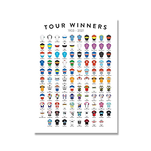 RLJHG Bicicleta Lienzo Pintura ImpresióN Tour De France Poster Ganador Arte De Pared E Impresiones NóRdico Moderno Salon De Estar Decoracion del Hogar Cuadros 40x60cm Sin Marco