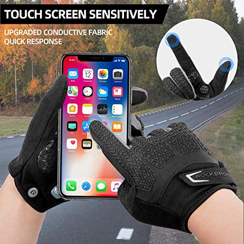 ROCKBROS Guantes de Ciclismo con Pantalla Táctil Acolchados SBR para Bicicleta Montaña MTB Motocicleta Deportes al Aire Libre, Hombres y Mujeres