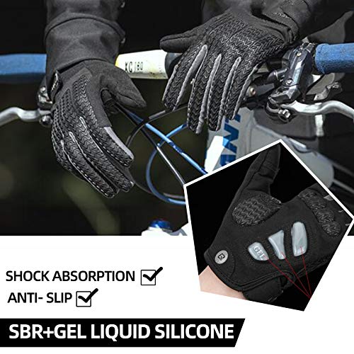 ROCKBROS Guantes de Ciclismo con Pantalla Táctil Acolchados SBR para Bicicleta Montaña MTB Motocicleta Deportes al Aire Libre, Hombres y Mujeres