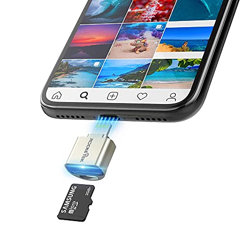 Rocketek - Lector de tarjetas TF para iPhone y iPad, adaptador de tarjetas Micro SD Lightning MS, compatible con iPhone X, 8 Plus, 8, 7 Plus, 7, 6S Plus, 6S, iPad Mini y Air