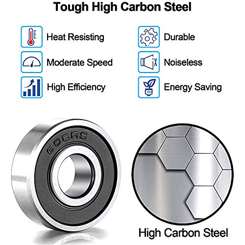 Rodamientos de Bolas 20 Piezas 608 2RS Bearing, Rodamientos Miniatura de Bolas, Mini Rodamientos Bolas Baja Velocidad, Cojinete de Bolas de Ranura Profunda Accesorios de Piezas MecáNicas 8 * 22 * 7mm