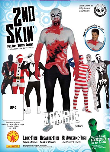 Rubini 3880727 - 2nd Skin Zombie Adulto, L, rosso / nero