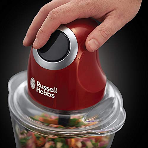 Russell Hobbs Picadora de Alimentos Desire - Picadora Eléctrica, Cuchillas de Acero Inoxidable, Accesorios Aptos para Lavavajillas, Capacidad de 500 ml, Rojo - 24660-56