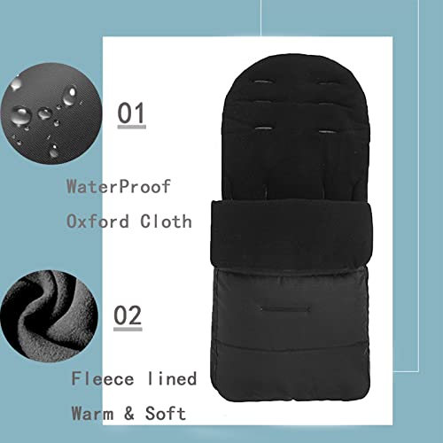 Saco Capazo De Invierno,Saco de Silla de Paseo,Saco Polar Universal,Impermeable Fría,unisex,al Aire Libre,para Cochecito,Sillas de Coche (Negro)