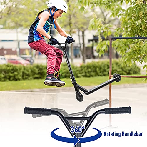 SANOTO Pro Patinete Freestyle para niños a partir de 8 años, patinete Freestyle profesional para niños – Rotación de 360 ° con rodamientos ABEC 9 para principiantes y adultos