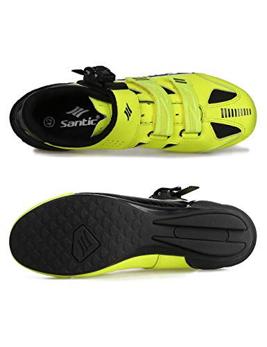 Santic Zapatillas Ciclismo Carretera Zapatillas Bicicleta de Montaña MTB de Plantilla Plana para Hombres y Mujers Verde EU 39