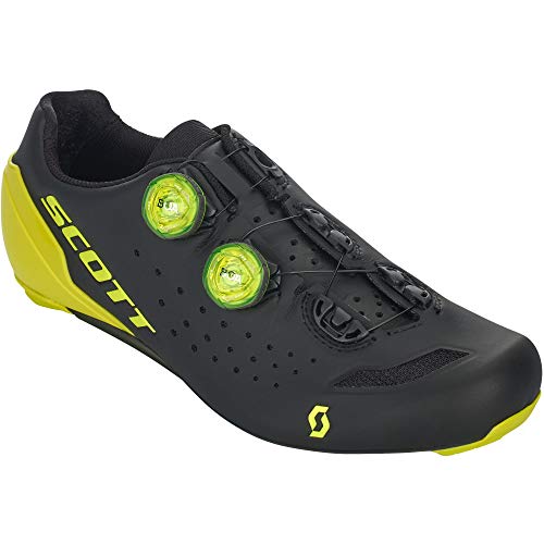 SCOTT Carretera RC Zapatillas de Ciclismo, Hombre, Black/Sulphur Yellow, 48