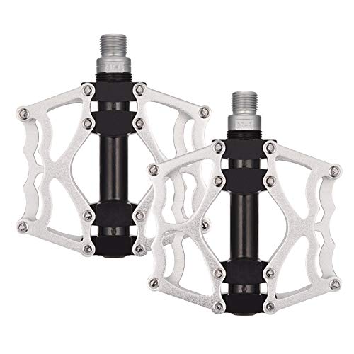 Selighting Pedales MTB Bicicleta, Pedales Ciclismo de Aluminio Pedales Plataforma con Rodamiento 9/16 para Mountain Bike, Bicicleta BMX, Bici Carretera (Plata)