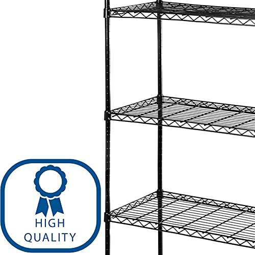 Seville Classics ultrazinc Alambre, 5 estantes estantería Rack con Ruedas, Negro, 14 x 30 x 60