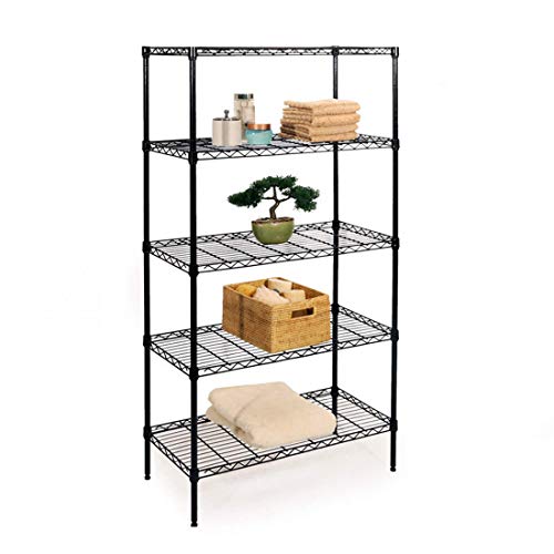 Seville Classics ultrazinc Alambre, 5 estantes estantería Rack con Ruedas, Negro, 14 x 30 x 60