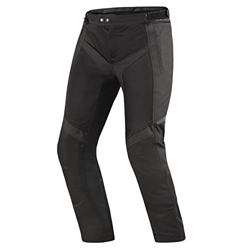 SHIMA JET Pantalon Moto Hombre - Pantalones Moto Touring de Verano de Mesh Textil Hombres con Membrana Impemeable, Prottecion CE de Rodilla (Negro, S)