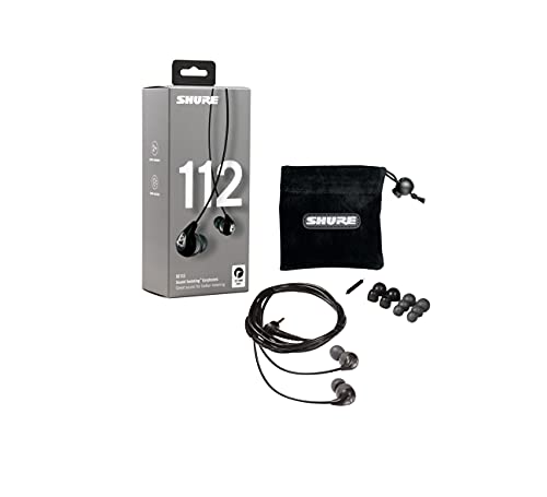 SHURE SE112-GR-E - Auriculares in-ear con aislamiento de sonido, graves profundos, Negro/Gris