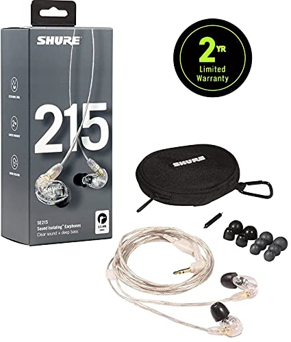 Shure SE215-CL Transparente Intraaural Auricular - Auriculares (Intraaural, Alámbrico, 22-17500 Hz, 107 dB, 20 Ω, Transparente)