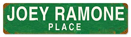 SIGNCHAT Joey Ramone Place - Placa de Metal rústica para Pared, diseño Retro y rústico, 40 x 10 cm