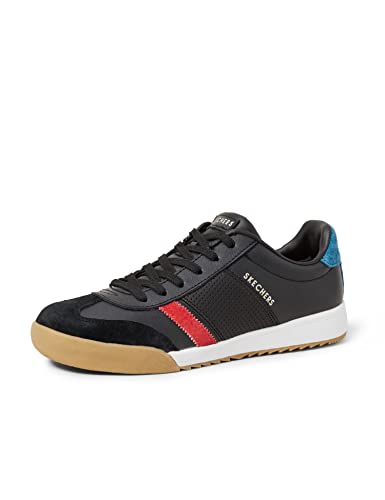 Skechers Zinger-Retro Rockers, Zapatillas Mujer, Negro (BKRD Black Leather/Red Suede/Blue Suede Trim), 37.5 EU