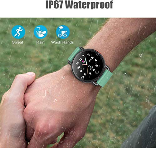 Smartwatch Pulsera Actividad Inteligente Reloj de Fitness Tracker Impermeable IP68 con Podómetro Pulsómetro Monitor de Sueño para Hombre Mujer Niños con iOS y Android (Verde)