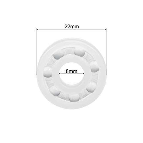 sourcing map Rodamientos de plástico PP 608 de 8x22x7mm Jaula de nailon de bola de cristal 5uds