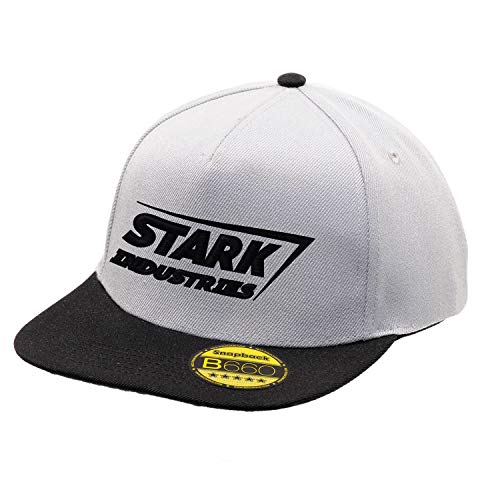 Stark Industries Iron Man Super Hero Black Gris/Negro Original Gorra Snapback Unisex Ajustable con Visera Plana y Logotipo Urbano Bordado