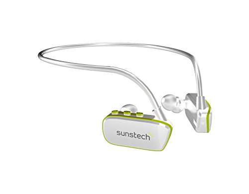 Sunstech ARGOS4GBWTGN - Reproductor MP3 deportivo resistente al agua, Blanco y Verde, 4 GB