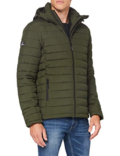 Superdry Chaqueta Fuji con Capucha Acolchada, Caqui del Ejército, XL para Hombre