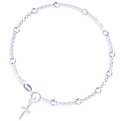 Taipan Pulseras Mujer 925 Plata Original - Este Pulsera de Moda Viene con una Caja y Hecha en Italia /Utilizado Como Regalos Originales Para Mujer Madre Novia /Pulseras Plata Mujer Con Rosario Pequeño