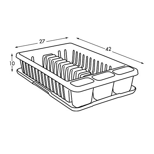 Tatay Escurridor de Platos con Bandeja, de PP, Libre de BPA, con Compartimento para Platos y Cubiertos. Medidas 27 x 42 x 10