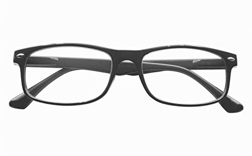 TBOC Gafas de Lectura Presbicia Vista Cansada - Graduadas +2.00 Dioptrías Montura de Pasta Negra Mate Diseño Moda Hombre Mujer Unisex Lentes de Aumento para Leer Ver de Cerca Patillas Bisagras Resorte