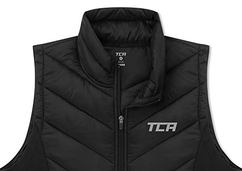 TCA Hombre Chaleco Térmico Ligero para Correr Excel Runner con Bolsillos con Cremallera - Black Stealth (Negro), S