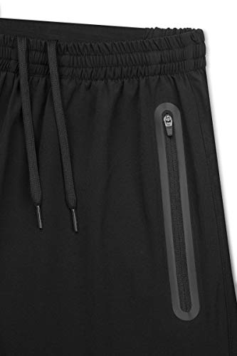 TCA Hombre Elite Tech Pantalones Cortos con Bolsillos con Cremallera - Negro, L