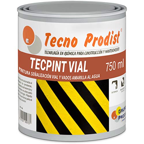 TECPINT VIAL de Tecno Prodist - AMARILLO Pintura al agua, para señalización vial, especial para vados, secado rápido, no tóxica (750 ml)