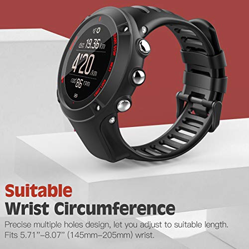 TiMOVO Reloj Correa Compatible con Suunto Ambit 3, Banda de Reloj Deportivo, Respirable y Reemplazable, Pulsera de Silicona para Hombres y Mujeres, Negro & Rojo