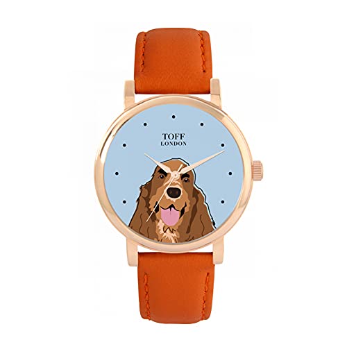 Toff London Reloj para Perro con Cabeza de Cocker Spaniel marrón