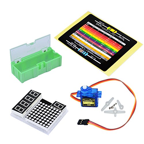 Tolako Kit de inicio de componentes electrónicos para Arduino Breadboard, LED, matriz de puntos, resistencia, condensador, placa de pruebas