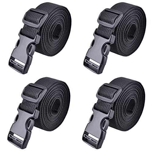 TRIWONDER Correa de Amarre Cinchas de Sujeción de Carga Cinchos para Manipulación de Material 4 Pcs (2m, Negro - 25mm)