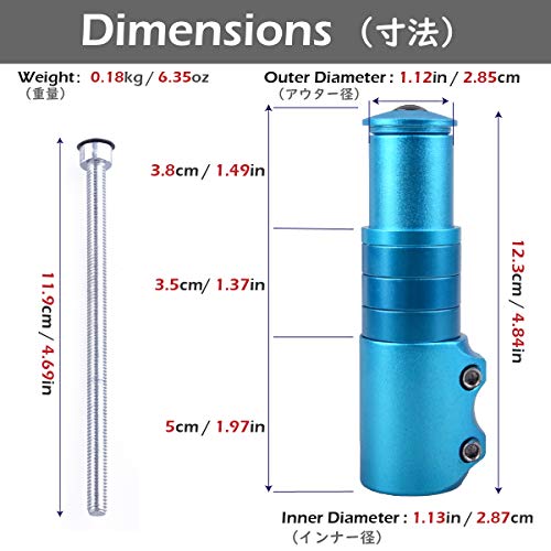 TRIWONDER MTB Elevador de Vástago de Bicicleta Aleación de Aluminio Adaptador de Manillar 28.6mm para Ciclismo (Azul)