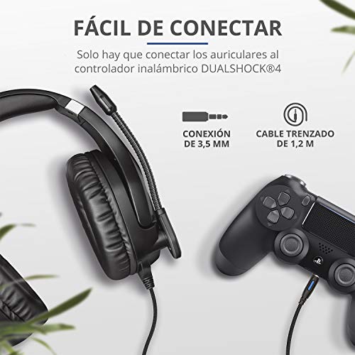 Trust Cascos Gaming PS4 y PS5 Auriculares de Gaming GXT 488 Forze, Licencia Oficial para Playstation, Micrófono Plegable, Altavoces Activos de 50 mm, Cable Trenzado de Nailon de 1.2 m, Negro