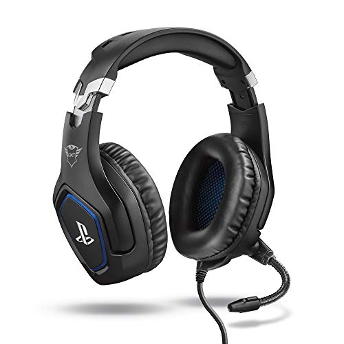 Trust Cascos Gaming PS4 y PS5 Auriculares de Gaming GXT 488 Forze, Licencia Oficial para Playstation, Micrófono Plegable, Altavoces Activos de 50 mm, Cable Trenzado de Nailon de 1.2 m, Negro