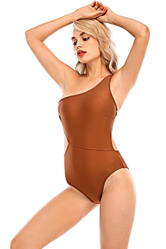 UMIPUBO Traje De Baño Mujer Una Pieza Bañador de Baño Conjunto de Bikini Push up Sujetador Acolchado Monokini Traje de baño Ropa De Baño Bikini para Mujeres (marrón, L)