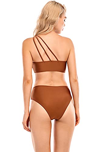 UMIPUBO Traje De Baño Mujer Una Pieza Bañador de Baño Conjunto de Bikini Push up Sujetador Acolchado Monokini Traje de baño Ropa De Baño Bikini para Mujeres (marrón, L)