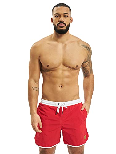 Urban Classics Bañador Retro Pantalones Cortos, Rojo, M para Hombre